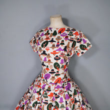 Load image into Gallery viewer, 50s 60s LADY FACES AND HATS NOVELTY COTTON DRESS - S