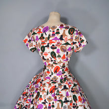 Load image into Gallery viewer, 50s 60s LADY FACES AND HATS NOVELTY COTTON DRESS - S