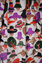 Load image into Gallery viewer, 50s 60s LADY FACES AND HATS NOVELTY COTTON DRESS - S
