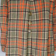 Load image into Gallery viewer, 70s GIL BRET GREEN AND ORANGE PLAID CHECK MINI SWING COAT WITH DAGGER COLLAR - S-M