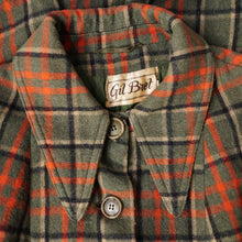 Load image into Gallery viewer, 70s GIL BRET GREEN AND ORANGE PLAID CHECK MINI SWING COAT WITH DAGGER COLLAR - S-M