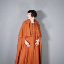 Load image into Gallery viewer, 40s style ELEGANT WOOL TWEED RUST COLOURED CAPE COAT - One Size