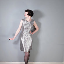 Load image into Gallery viewer, 60s SPARKLY SILVER LUREX MINI SPACE AGE DRESS - S