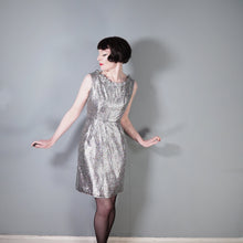 Load image into Gallery viewer, 60s SPARKLY SILVER LUREX MINI SPACE AGE DRESS - S