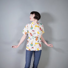 Load image into Gallery viewer, 50s ITALIAN HOLIDAY NOVELTY MAP AND LOCAL FOOD PRINT SHIRT - L