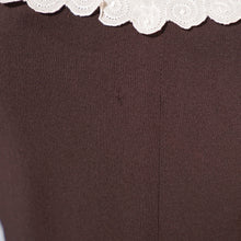Load image into Gallery viewer, 40s CHESTNUT BROWN RAYON CREPE TEA DRESS WITH TIERED SCALLOPED BIB - XS