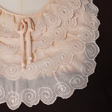 Load image into Gallery viewer, 40s CHESTNUT BROWN RAYON CREPE TEA DRESS WITH TIERED SCALLOPED BIB - XS