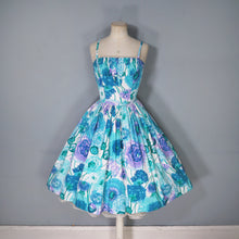Load image into Gallery viewer, 50s TAILORED FRENCH FLORAL FULL SKIRTED FLORAL SUN DRESS - XS-S
