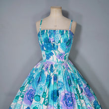 Load image into Gallery viewer, 50s TAILORED FRENCH FLORAL FULL SKIRTED FLORAL SUN DRESS - XS-S