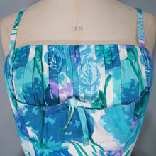 Load image into Gallery viewer, 50s TAILORED FRENCH FLORAL FULL SKIRTED FLORAL SUN DRESS - XS-S