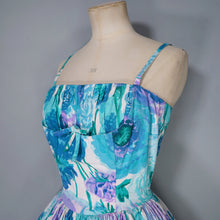 Load image into Gallery viewer, 50s TAILORED FRENCH FLORAL FULL SKIRTED FLORAL SUN DRESS - XS-S