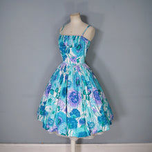 Load image into Gallery viewer, 50s TAILORED FRENCH FLORAL FULL SKIRTED FLORAL SUN DRESS - XS-S