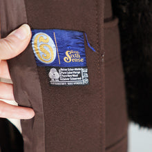 Load image into Gallery viewer, 70s YOUR SIXTH SENSE BROWN FAUX FUR SLEEVE BELTED COAT - S