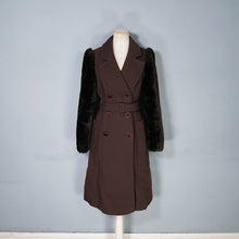 Load image into Gallery viewer, 70s YOUR SIXTH SENSE BROWN FAUX FUR SLEEVE BELTED COAT - S