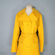 Load image into Gallery viewer, 60s BRIGHT YELLOW BELTED SPRING TRENCH COAT - S