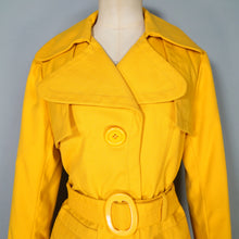 Load image into Gallery viewer, 60s BRIGHT YELLOW BELTED SPRING TRENCH COAT - S