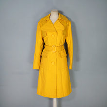 Load image into Gallery viewer, 60s BRIGHT YELLOW BELTED SPRING TRENCH COAT - S