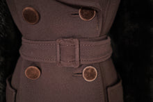 Load image into Gallery viewer, 70s YOUR SIXTH SENSE BROWN FAUX FUR SLEEVE BELTED COAT - S