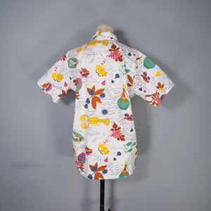50s ITALIAN HOLIDAY NOVELTY MAP AND LOCAL FOOD PRINT SHIRT - L