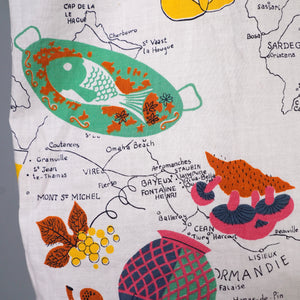 50s ITALIAN HOLIDAY NOVELTY MAP AND LOCAL FOOD PRINT SHIRT - L