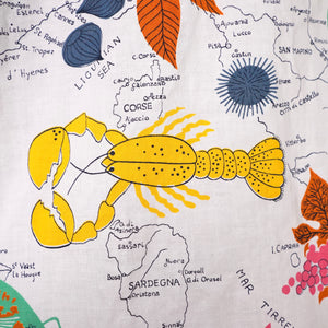 50s ITALIAN HOLIDAY NOVELTY MAP AND LOCAL FOOD PRINT SHIRT - L