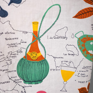 50s ITALIAN HOLIDAY NOVELTY MAP AND LOCAL FOOD PRINT SHIRT - L