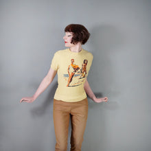 Load image into Gallery viewer, 50s style JAPANESE GROOVIN HIGH YELLOW VINTAGE PRINT T-SHIRT TOP - M
