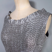 Load image into Gallery viewer, 60s SPARKLY SILVER LUREX MINI SPACE AGE DRESS - S