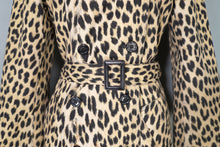 Load image into Gallery viewer, 70s 80s FRENCH LEOPARD ANIMAL PRINT BELTED TRENCH COAT - XS-S