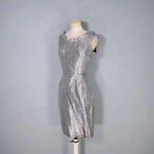 Load image into Gallery viewer, 60s SPARKLY SILVER LUREX MINI SPACE AGE DRESS - S