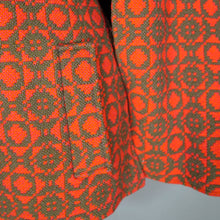 Load image into Gallery viewer, 60s 70s COLOURFUL ORANGE AND GREEN WELSH WOOL TAPESTRY CAPE COAT - S