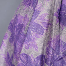 Load image into Gallery viewer, 50s 60s FRANK USHER GREY AND PURPLE FLORAL FORMAL PARTY DRESS - XS