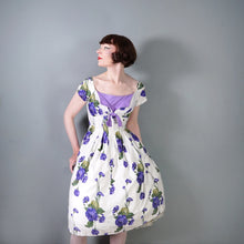Load image into Gallery viewer, 60s "WENDY" DARK PURPLE ROSE PRINT FLORAL EMPIRE BUST DRESS - S