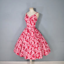 Load image into Gallery viewer, 50s JOAN MILLER PINK ROSE PRINT FULL SKIRTED COTTON SUN DRESS - XS