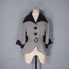 Load image into Gallery viewer, 70s LEE BENDER BUS STOP BLACK AND WHITE TAIL BACK BELTED SHIRT JACKET - S