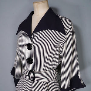 70s LEE BENDER BUS STOP BLACK AND WHITE TAIL BACK BELTED SHIRT JACKET - S