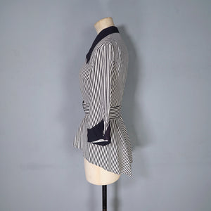70s LEE BENDER BUS STOP BLACK AND WHITE TAIL BACK BELTED SHIRT JACKET - S