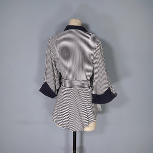 70s LEE BENDER BUS STOP BLACK AND WHITE TAIL BACK BELTED SHIRT JACKET - S