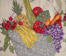 Load image into Gallery viewer, 50s NOVELTY BORDER HARVEST BASKET FRUIT AND VEGETABLE PRINT FULL SKIRT - 26.5&quot;