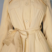 Load image into Gallery viewer, 70s YELLOWY BEIGE BELTED FIT AND FLARE AUTUMN TRENCHCOAT - XS / petite