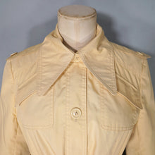 Load image into Gallery viewer, 70s YELLOWY BEIGE BELTED FIT AND FLARE AUTUMN TRENCHCOAT - XS / petite