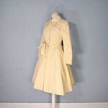Load image into Gallery viewer, 70s YELLOWY BEIGE BELTED FIT AND FLARE AUTUMN TRENCHCOAT - XS / petite