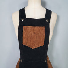 Load image into Gallery viewer, 70s style BROWN AND BLACK COLOURBLOCK SUEDE PINAFORE SKIRT - 27"