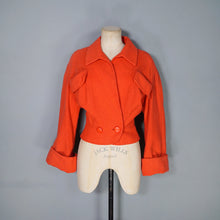 Load image into Gallery viewer, 50s 60s HERSHELLE MODEL ORANGE CROPPED SLUBBY WOOL JACKET - S
