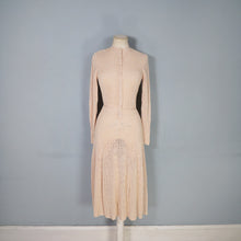 Load image into Gallery viewer, 70s PALE PEACH-YELLOW LONG SLEEVED CROCHET DRESS - S