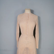 Load image into Gallery viewer, 70s PALE PEACH-YELLOW LONG SLEEVED CROCHET DRESS - S