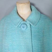 Load image into Gallery viewer, 60s DAPHNE RAVEN PASTEL BLUE COCOON COAT WITH FUR TRIM CUFFS - S-M