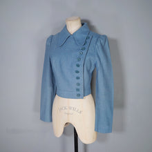 Load image into Gallery viewer, 60s ART DECO WALLIS SOFT BLUE SKIRT SUIT WITH LOTS OF BUTTONS - XS-S