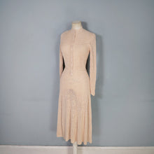Load image into Gallery viewer, 70s PALE PEACH-YELLOW LONG SLEEVED CROCHET DRESS - S