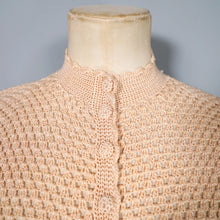 Load image into Gallery viewer, 70s PALE PEACH-YELLOW LONG SLEEVED CROCHET DRESS - S